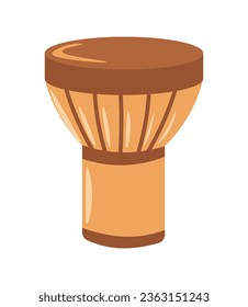 Djembe or jembe musical instrument for playing music and compositions. Isolated drum, rope turned, and skin covered goblet for making beats and adding rhythms to songs. Vector in flat styles