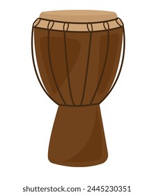 Djembe musical instrument, percussion instruments vector illustration