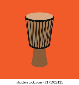 Djembe. Musical percussion instrument, illustration, vector