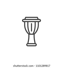 Djembe outline icon. linear style sign for mobile concept and web design. Timpani drum line vector icon. Symbol, logo illustration. Pixel perfect vector graphics