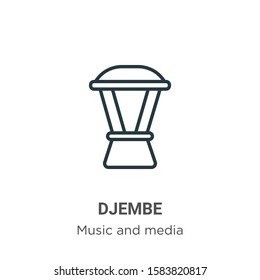 Djembe outline vector icon. Thin line black djembe icon, flat vector simple element illustration from editable music concept isolated on white background