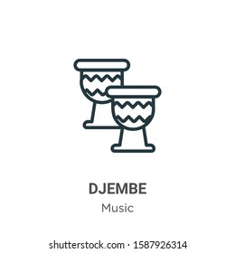 Djembe outline vector icon. Thin line black djembe icon, flat vector simple element illustration from editable music concept isolated on white background
