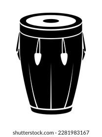 Djembe player creates rhythm on wooden drum isolated