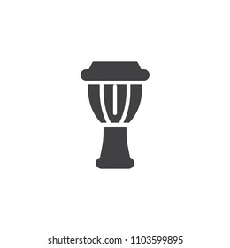 Djembe vector icon. filled flat sign for mobile concept and web design. Timpani drum solid icon. Symbol, logo illustration. Pixel perfect vector graphics