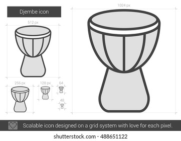Djembe vector line icon isolated on white background. Djembe line icon for infographic, website or app. Scalable icon designed on a grid system.