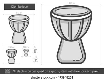 Djembe vector line icon isolated on white background. Djembe line icon for infographic, website or app. Scalable icon designed on a grid system.