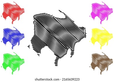Djerba island (Republic of Tunisia, Gulf of Gabes) map vector illustration, scribble sketch Jerbavor Jarbah map