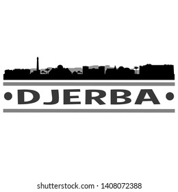 Djerba Tunisia. City Skyline. Silhouette City. Design Vector. Famous Monuments.