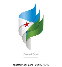 Djibouti abstract 3D wavy flag white blue green modern Djiboutian ribbon torch flame strip logo icon vector