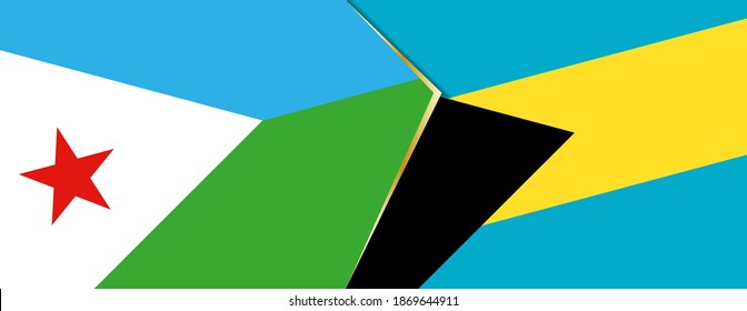 Djibouti and The Bahamas flags, two vector flags symbol of relationship or confrontation.
