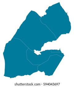 djibouti blue map vector