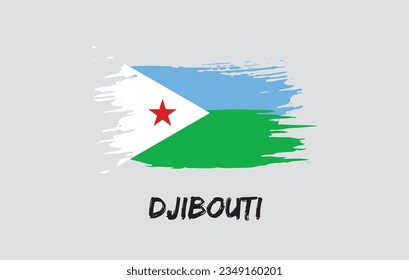 Djibouti brush painted national country flag Painted texture white background National day or Independence day design for celebration Vector illustration