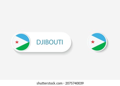 Djibouti button flag in illustration of oval shaped with word of Djibouti. And button flag Djibouti.  svg