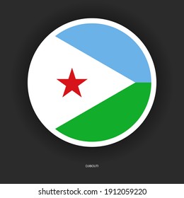 Djibouti circle flag with white border on barely dark background. Djibouti, on the Horn of Africa, is a mostly French- and Arabic-speaking country of dry shrublands, volcanic formations svg