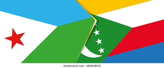 Banderas de Djibouti y Comoras, dos banderas vectoriales símbolo de relación o enfrentamiento.