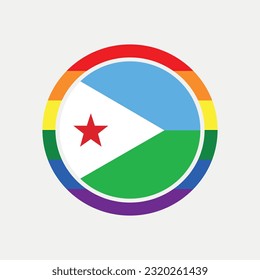 Djibouti country flag circle - lgbt flag graphic element Illustration template design
