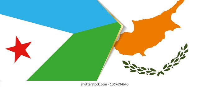 Dschibuti und Zypern-Flaggen, zwei Vektorflaggen Symbol für Beziehung oder Konfrontation.