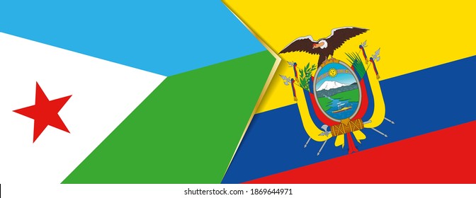 Dschibuti und Ecuador Flaggen, zwei Vektorflaggen Symbol für Beziehung oder Konfrontation.