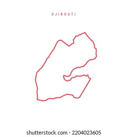 Djibouti editable outline map. Djiboutian red border. Country name. Adjust line weight. Change to any color. Vector illustration. svg