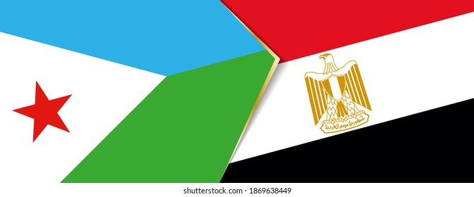 Djibouti and Egypt flags, two vector flags symbol of relationship or confrontation.