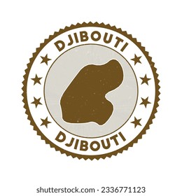 Djibouti emblem. Country round stamp with shape of Djibouti, isolines and round text. Awesome badge. Artistic vector illustration.