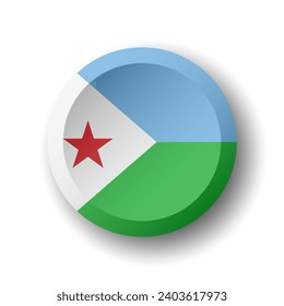 Djibouti flag - 3D circle button with dropped shadow. Vector icon. svg