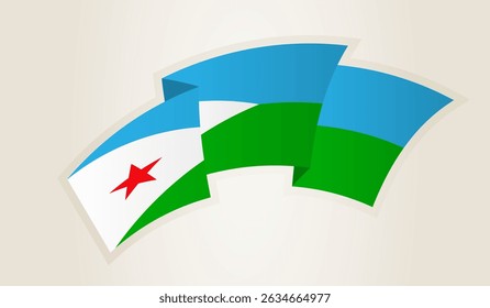Djibouti Flag in Abstract Ribbon Shape, National Symbol of the Djibouti. This vector is ideal for use in national events, Independence Day, international sports competitions.
