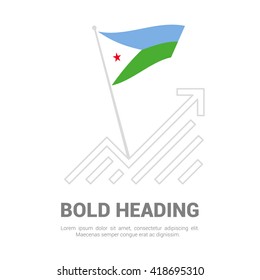 Djibouti Flag with analytics graph up, Bold heading and place for text template