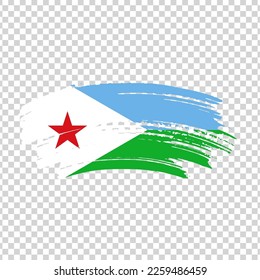 Djibouti flag with brush paint textured isolated on png or transparent background, Symbol of Azerbaijan, template for banner, promote, design. svg
