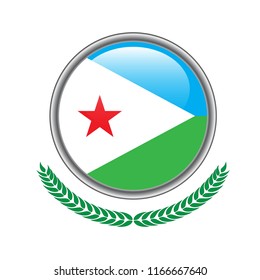 Djibouti flag button. Djibouti flag icon. Vector illustration of djibouti flag on white background. 