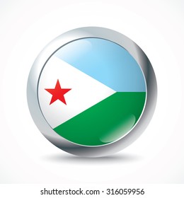 Djibouti flag button - vector illustration