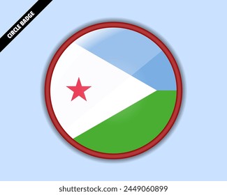 Djibouti flag circle badge, vector design, oval Djibouti emblem, rounded sign with reflection, patriotism and trade concept, logo with country flag svg