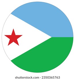 Djibouti flag in circle. Flag of Djibouti rounded shape svg