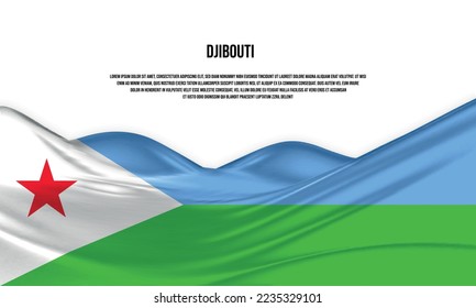 Djibouti flag design. Waving Djibouti flag made of satin or silk fabric. Vector Illustration. svg