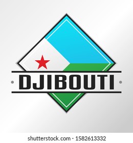 Djibouti Flag Emblema. Vector Design National. Illustration Country Symbol. Insignia Banner Logo.