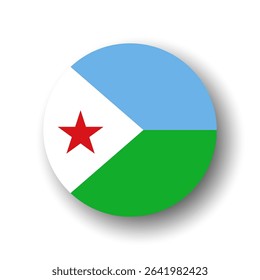 Djibouti flag - flat vector circle icon or badge with dropped shadow.