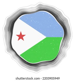 Djibouti flag in frame. Badge of the country. Layered circular sign around Djibouti flag. Superb vector illustration.