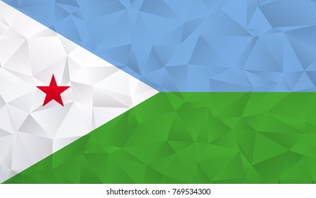 Djibouti flag - geometric rumpled triangular low poly style gradient graphic, polygonal design for your. Vector illustration eps 10.
