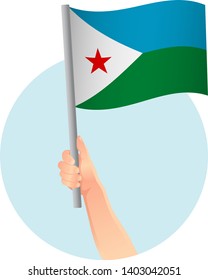 Djibouti flag in hand icon