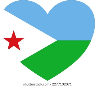 Djibouti flag in heart shape isolated  on  transparent  background