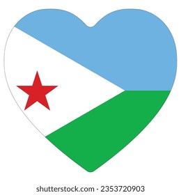 Djibouti flag heart shape. Flag of Djibouti rounded shape