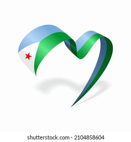 Djibouti flag heart shaped ribbon. Vector illustration. svg