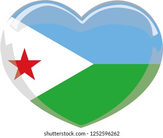 Djibouti flag in a Heart vector, sticker