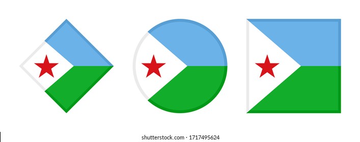 djibouti flag icon set, isolated on white background