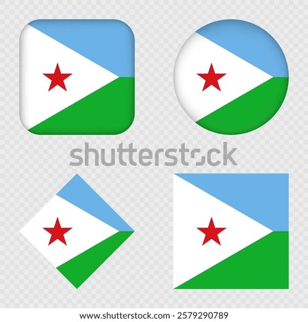 Djibouti Flag Icons Pack. Vector illustration.