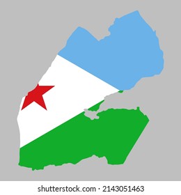 Bandera de Yibuti dentro del mapa de Yibuti borde ilustración vectorial 