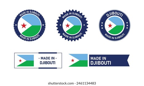 Djibouti flag, Made in Djibouti. Tag, Seal, Stamp, Flag, Icon vector