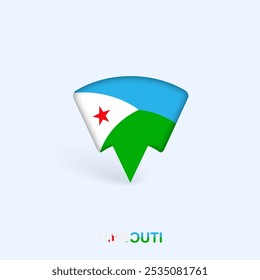 Djibouti Flag Map Pointer Design with Shadow. Vector illustrator.