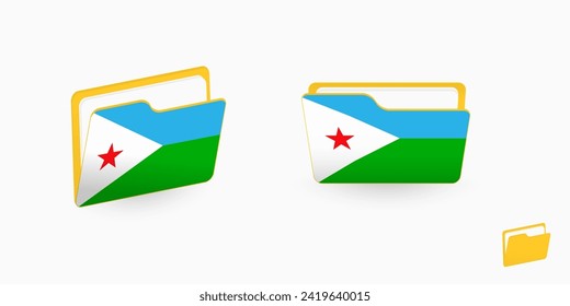 Djibouti flag on two type of folder icon. Vector illustration.