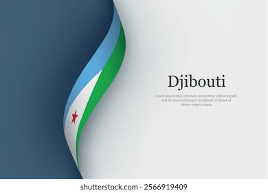 Djibouti flag on Waving ribbon. Template for independence day